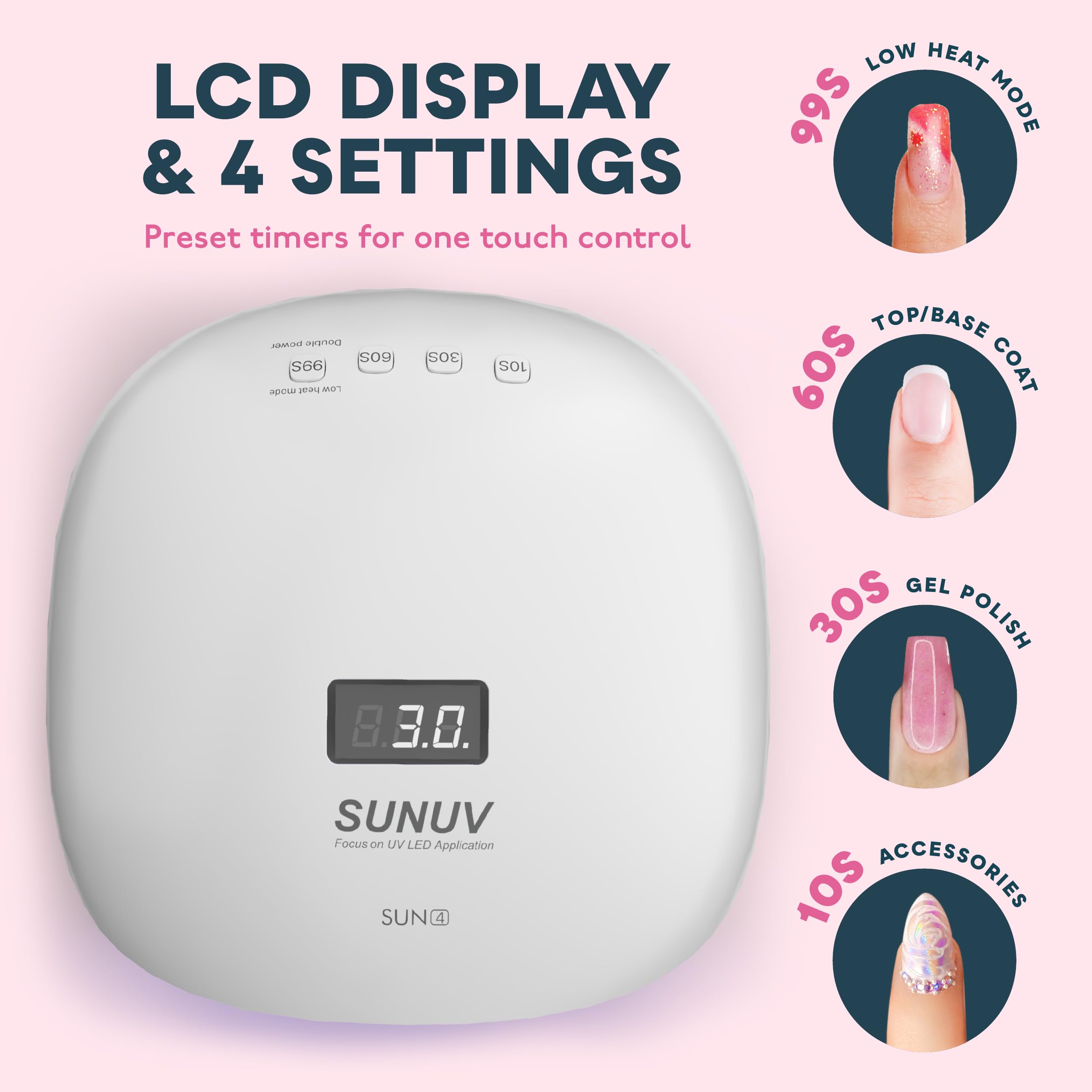 SUNUV SUN4 36 LEDs top-down revealing even light spread