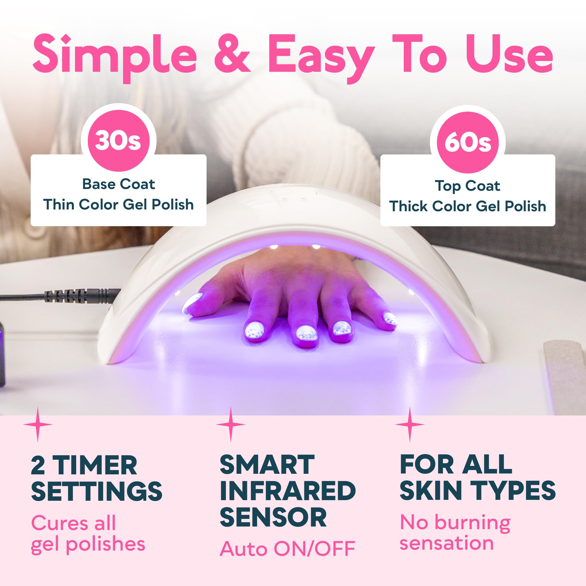 SUNUV SUN9C with a hand inside activating sensor for hands-free use