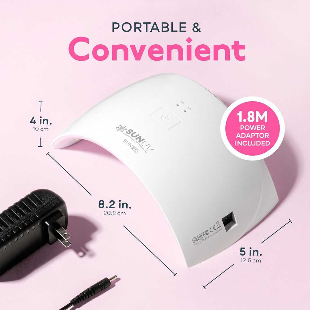 SUNUV SUN9C next to a hand to show compact size and portability