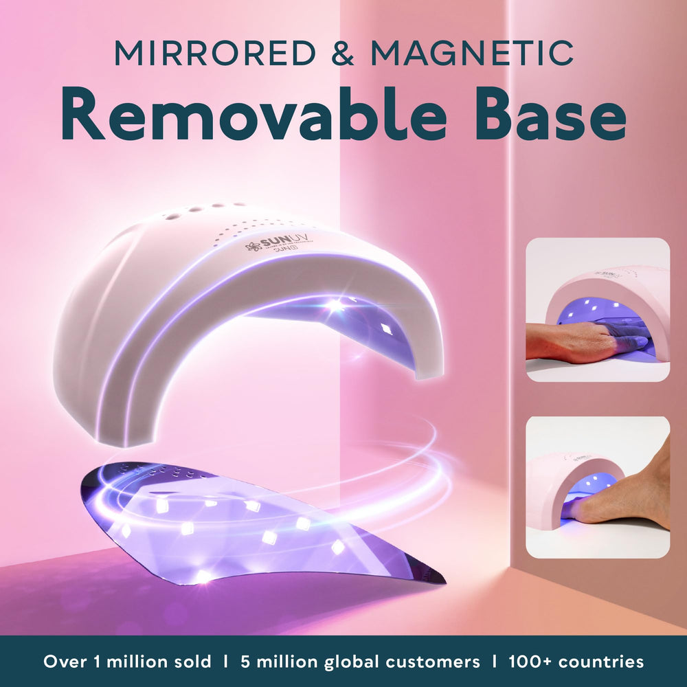 SUNUV SUNone used for a pedicure with foot inside, SUNUV improves pedicure access