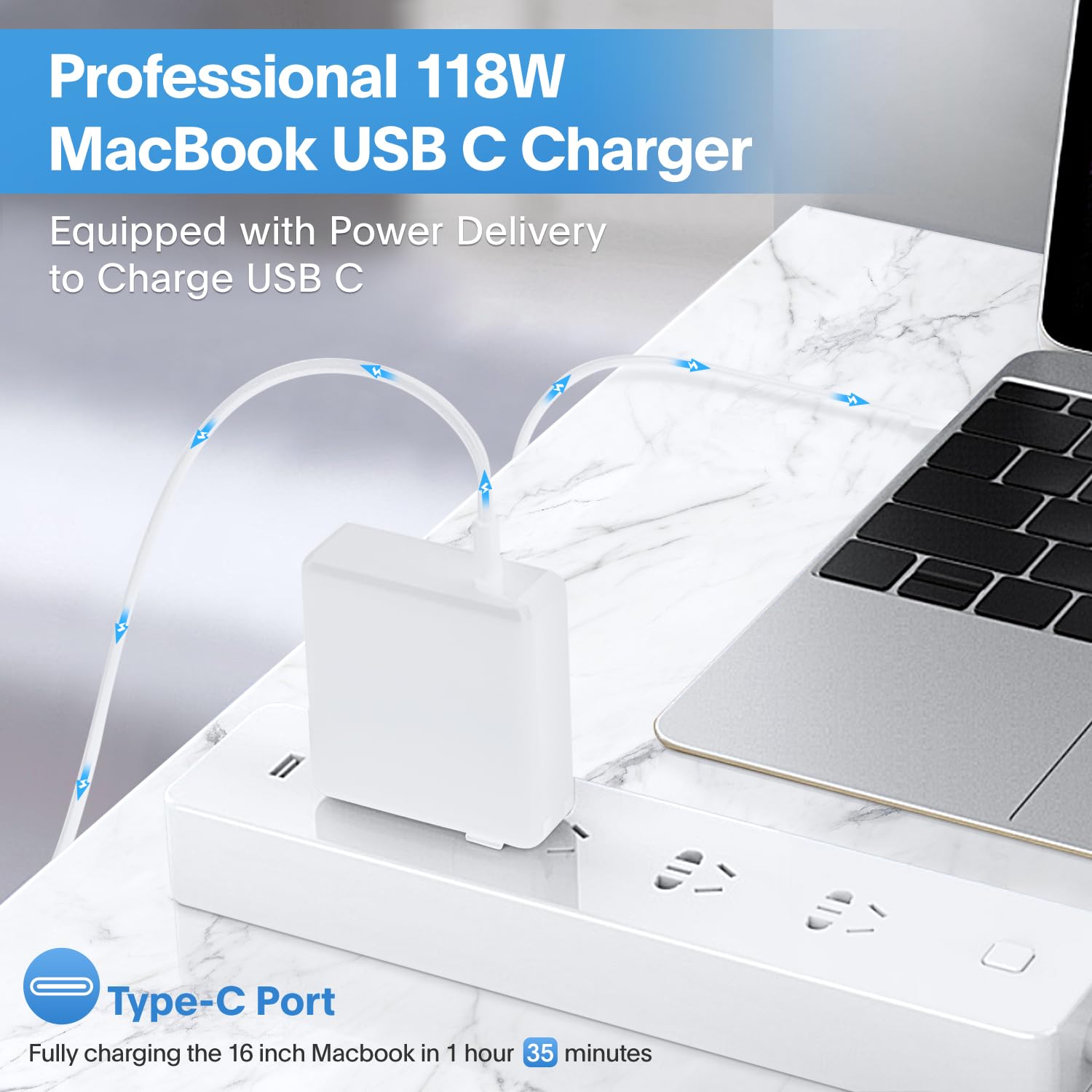 Sunveza charger plug and USB‑C port closeup highlighting durable connector and safety