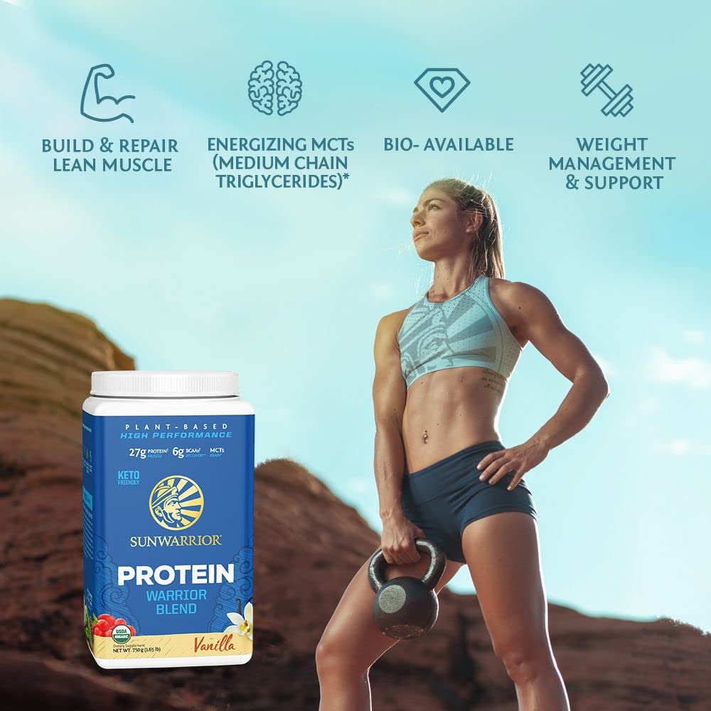Sunwarrior powder in kitchen scene showing easy daily use and lifestyle fit