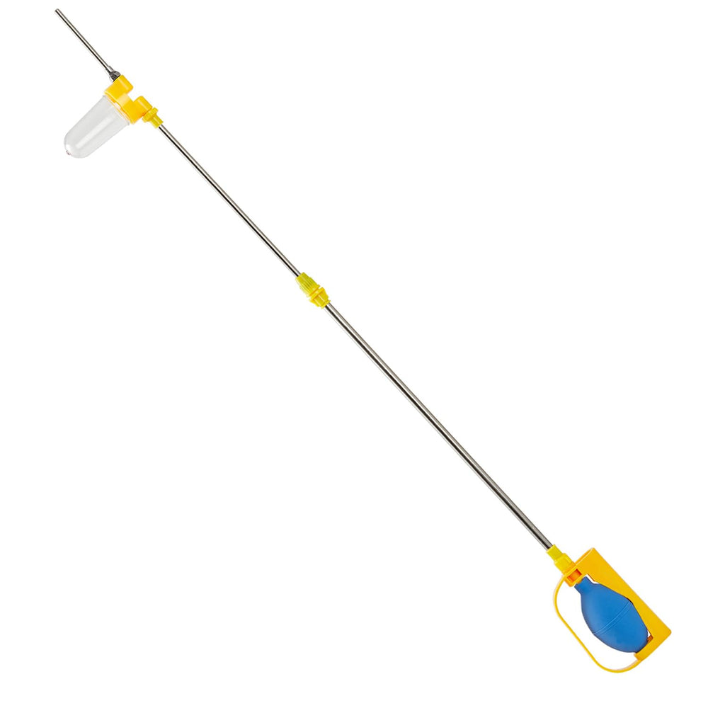 SUNYAY front view of powder duster showing adjustable tube and nozzle benefit reach
