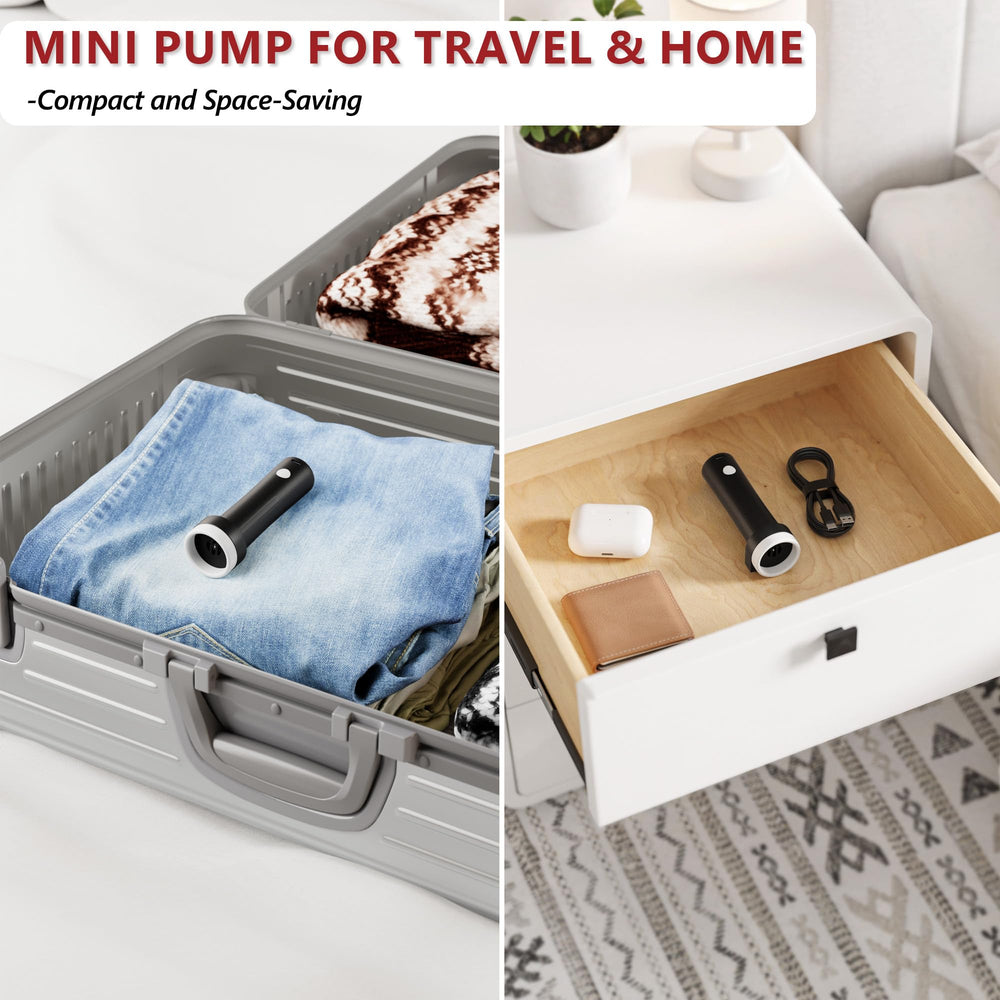 SUOCO lifestyle image of a traveler using vacuum bags at a hotel packing efficiently for a trip