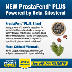 SUPER BETA PROSTATE ingredients label showing key components like beta-sitosterol and saw palmetto