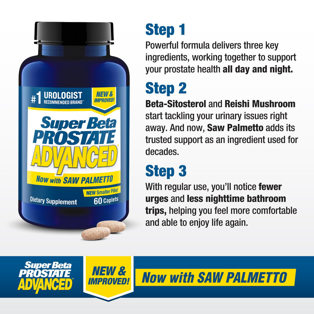 SUPER BETA PROSTATE lifestyle image near bathroom implying improved comfort and fewer interruptions