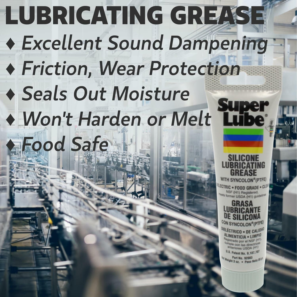 Super Lube close-up of translucent white grease texture highlighting spreadability and PTFE content