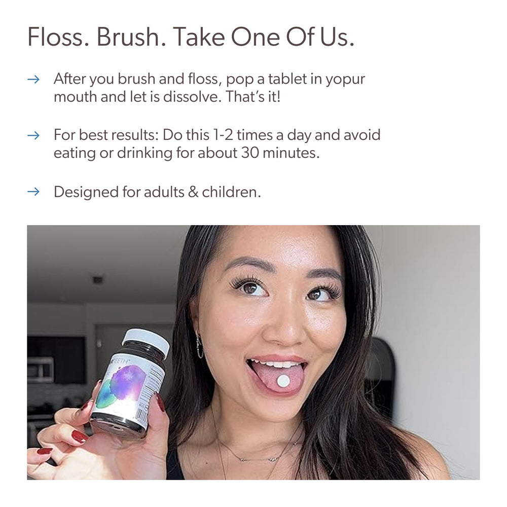 SUPER TEETH ingredient label listing probiotic strains for oral balance