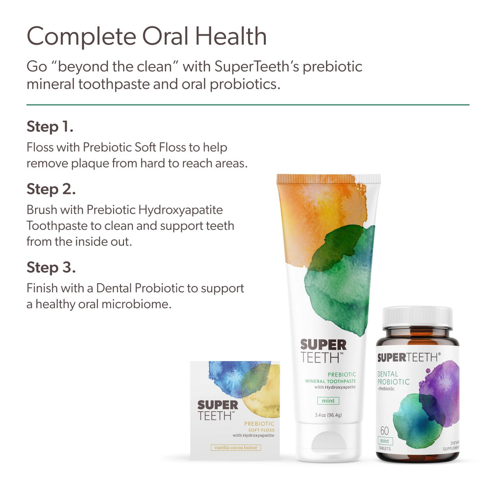 SUPER TEETH tin in bag for on-the-go breath support and cavity defense