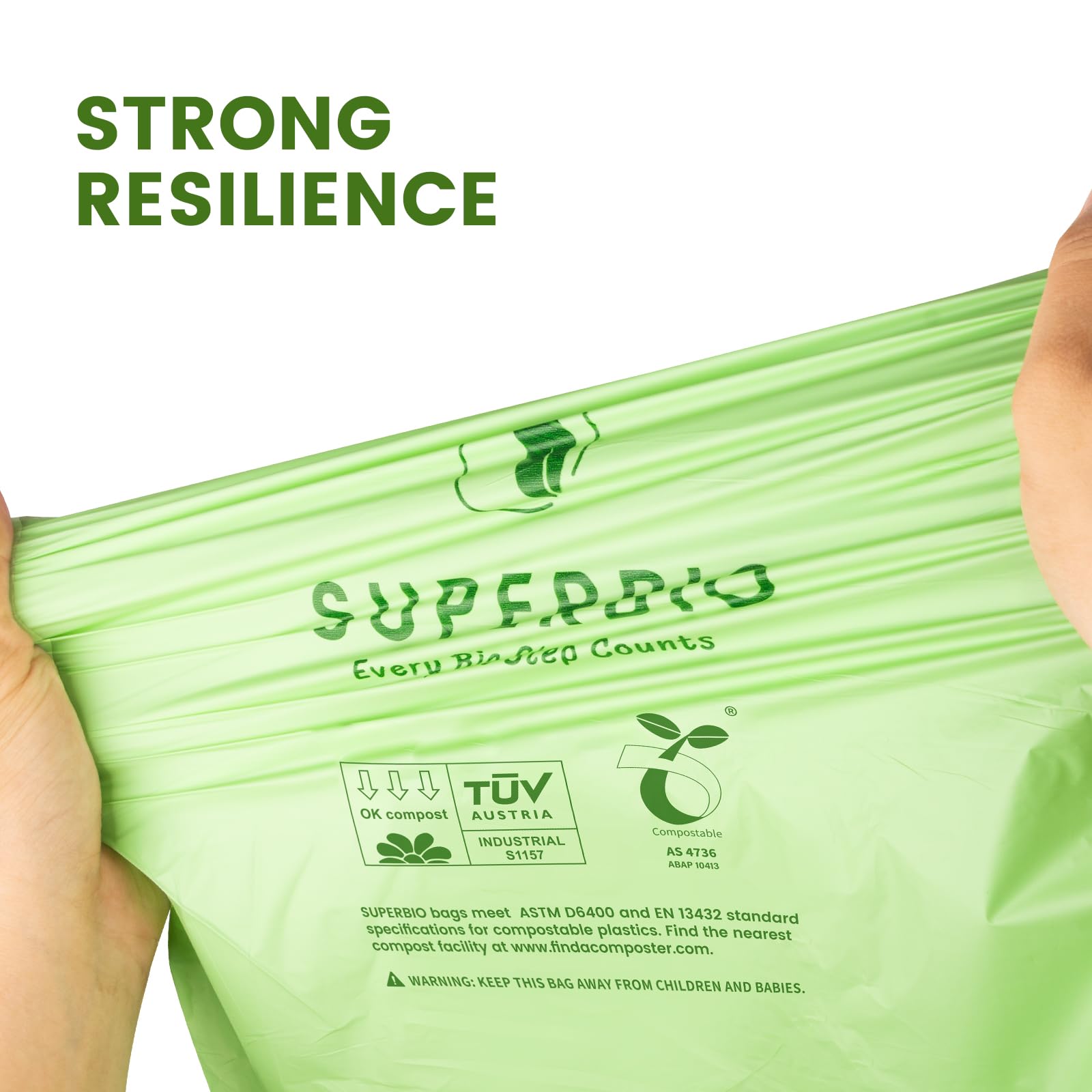 superbio certification labels close-up highlighting industry-approved compostable benefit