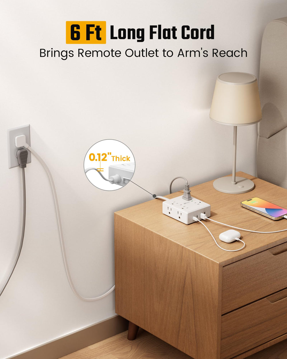 SUPERDANNY flat plug and 45° angled head fitting flush behind furniture for space saving