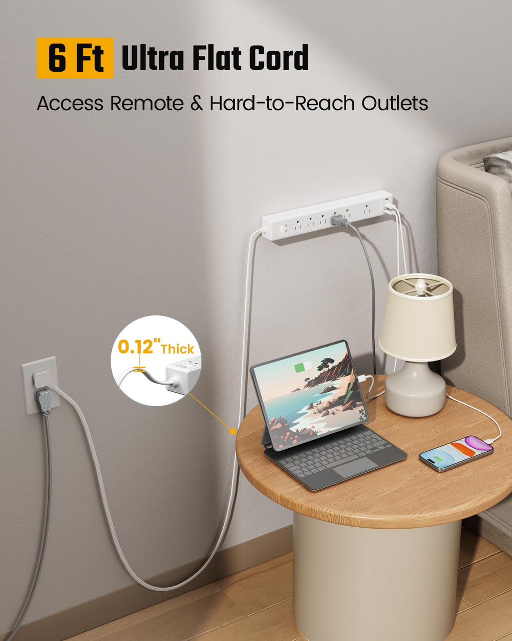 SUPERDANNY mounted under a desk demonstrating wall-mount holes for tidy cable management