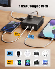 SUPERDANNY USB-C and USB-A ports alongside AC sockets for direct device charging convenience
