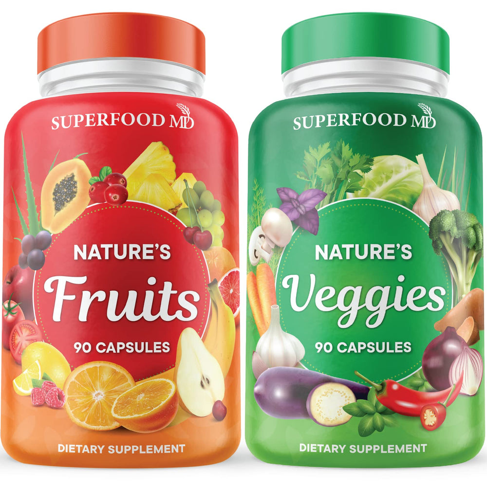 Superfood MD front packaging showing two 90-count bottles and product benefits