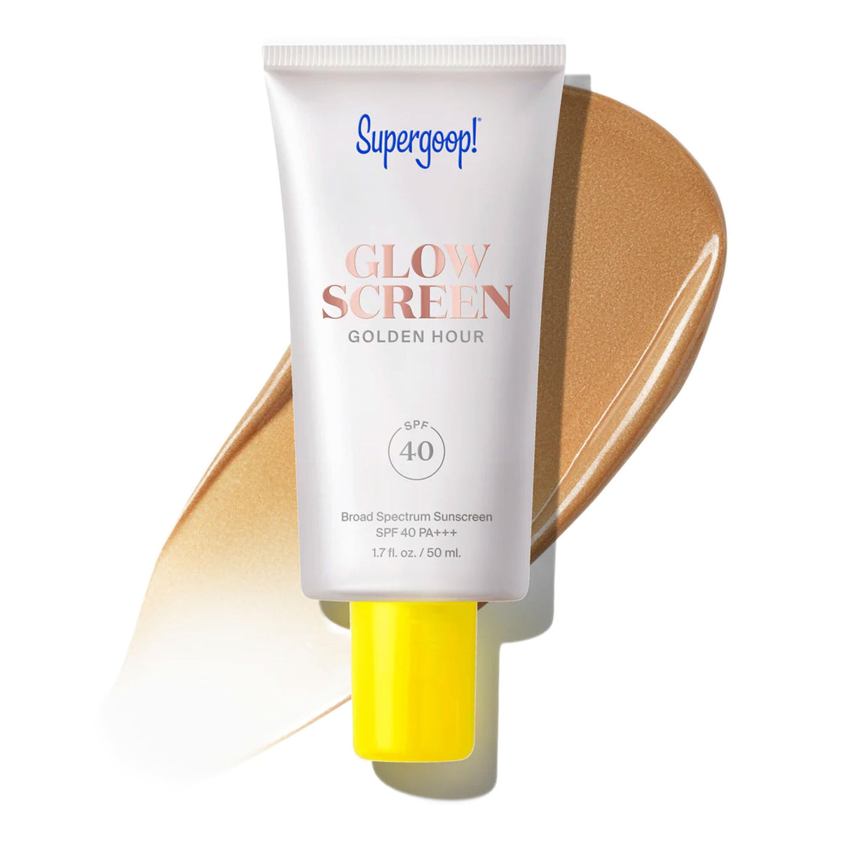 Supergoop! front pump bottle showing product packaging and easy dispensing benefit