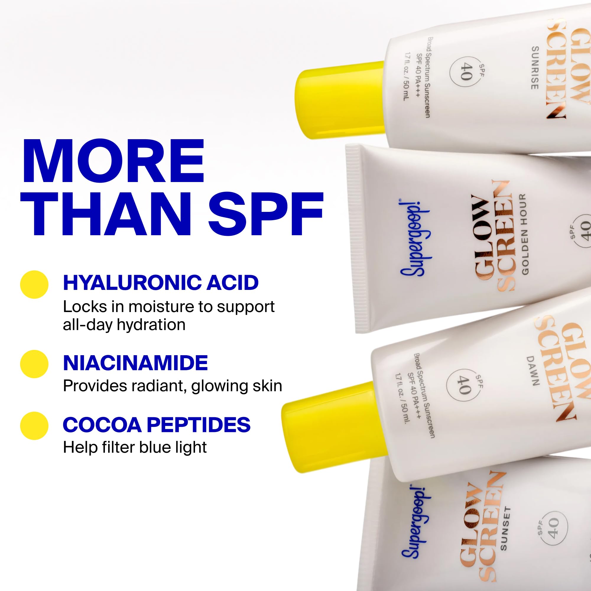 Supergoop! hyaluronic ingredient close-up showing hydration support benefit