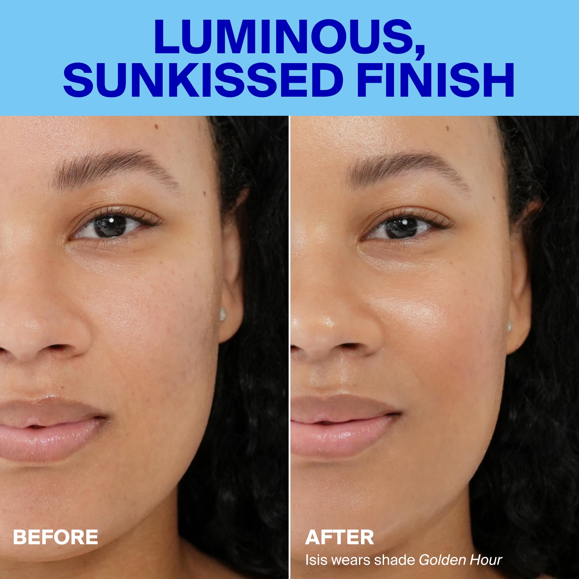Supergoop! label detail highlighting SPF 40 and blue-light filtering benefit