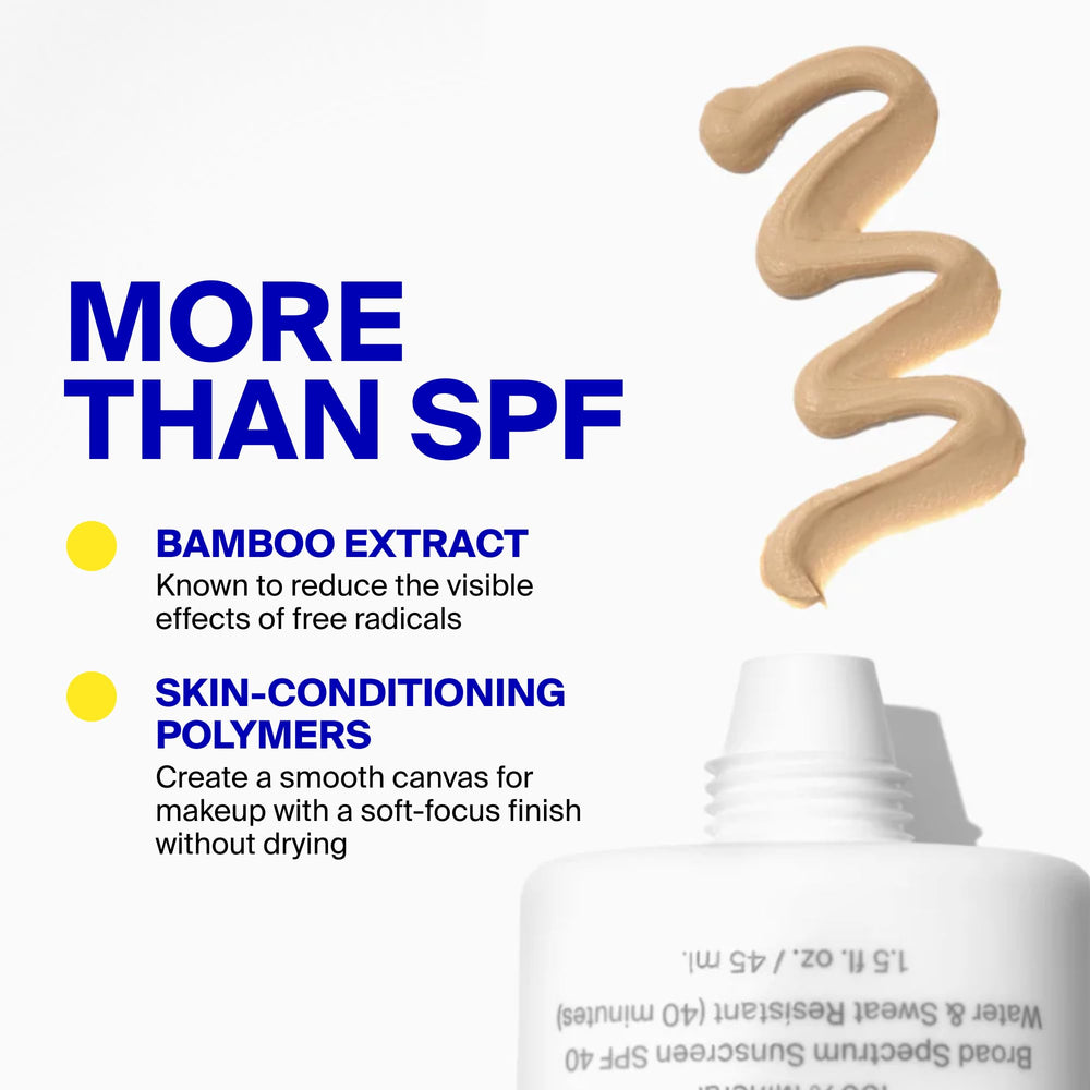 Supergoop! close-up of ingredients label showing bamboo extract and antioxidant benefits