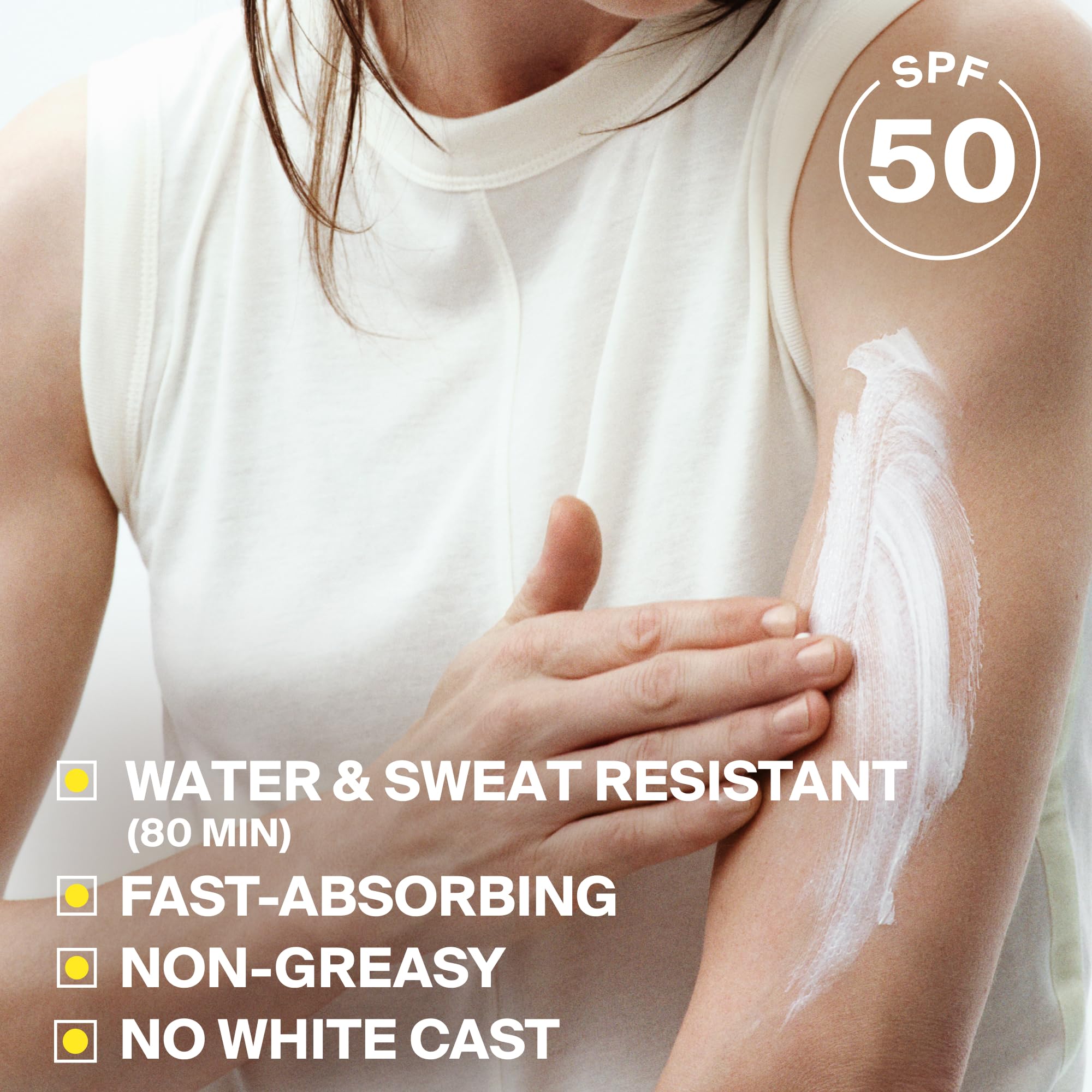 Supergoop! lotion texture close-up showing quick absorption benefit