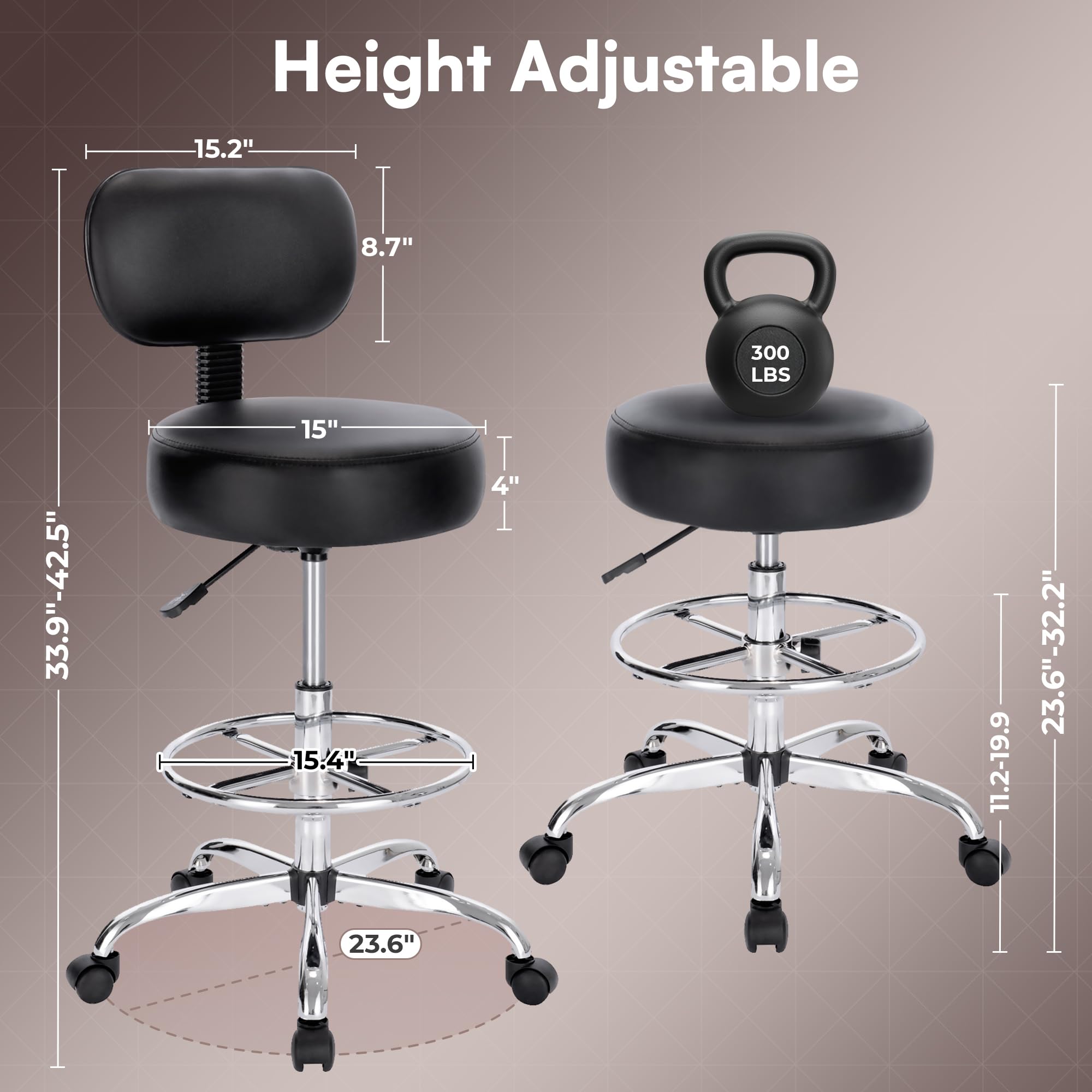 SUPERJARE drafting chair removable backrest close-up for customizable support