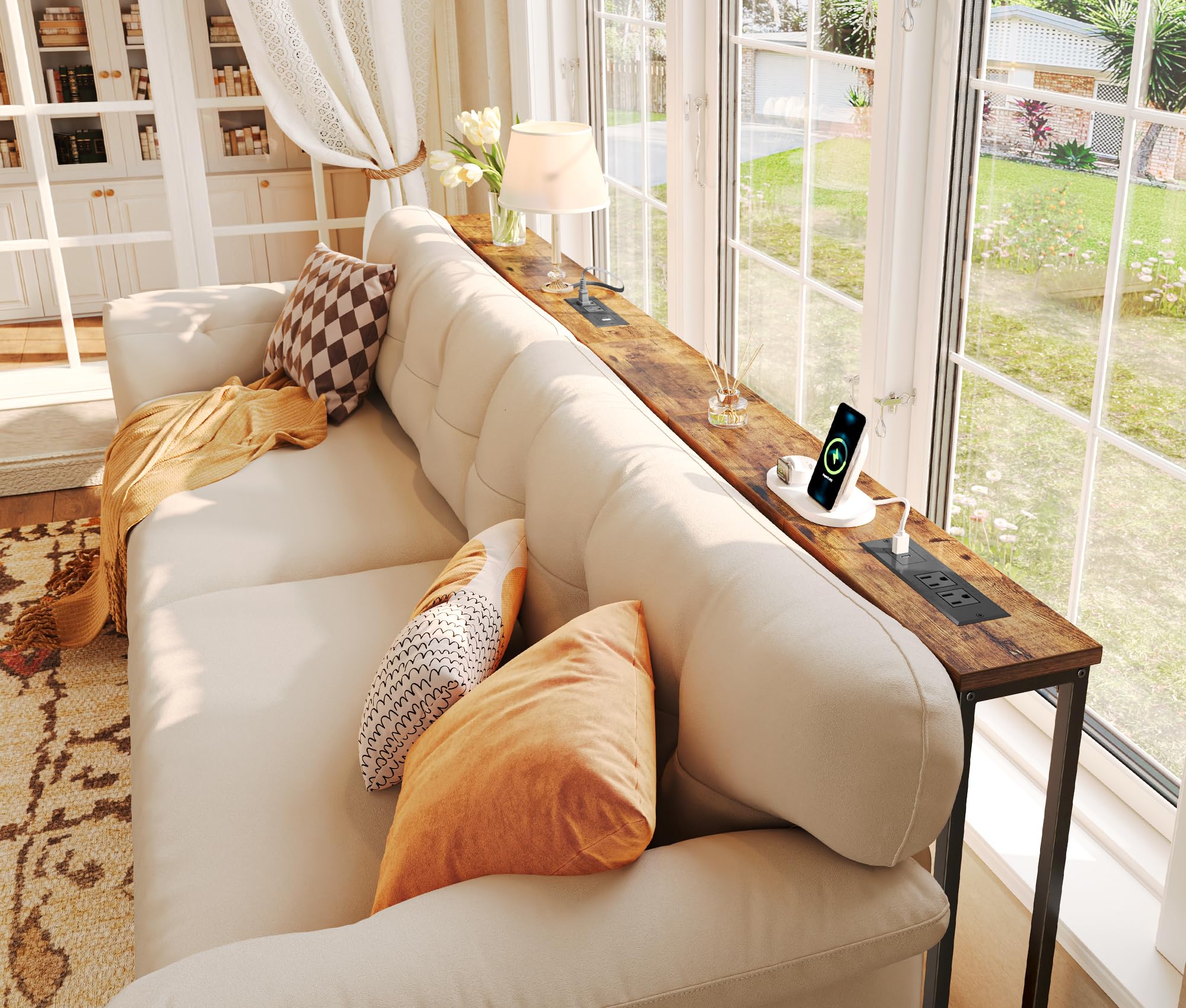 SUPERJARE next to sofa showing full 78.8-inch span convenience