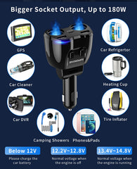 SUPERONE side view highlighting two cigarette lighter sockets for accessories
