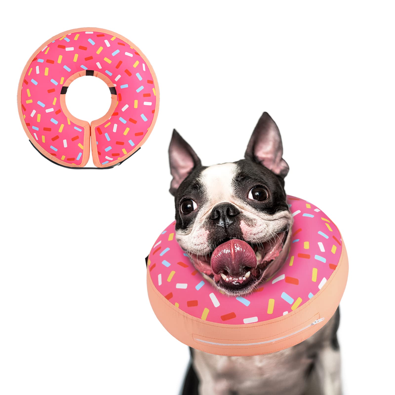 Supet front view inflatable donut collar showing shape and protection benefit