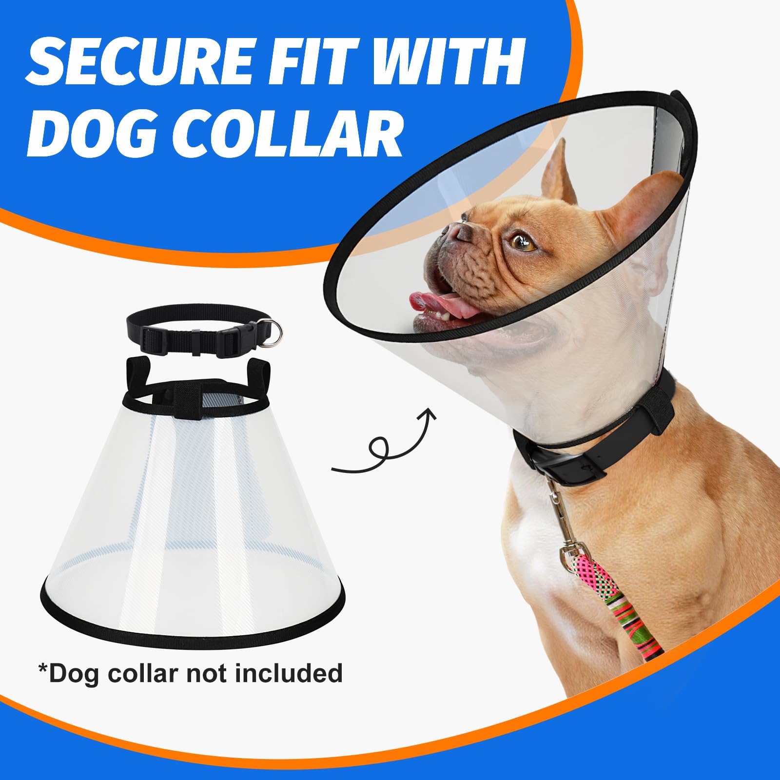 Supet packaged collar and wipe showing easy-clean, durable material