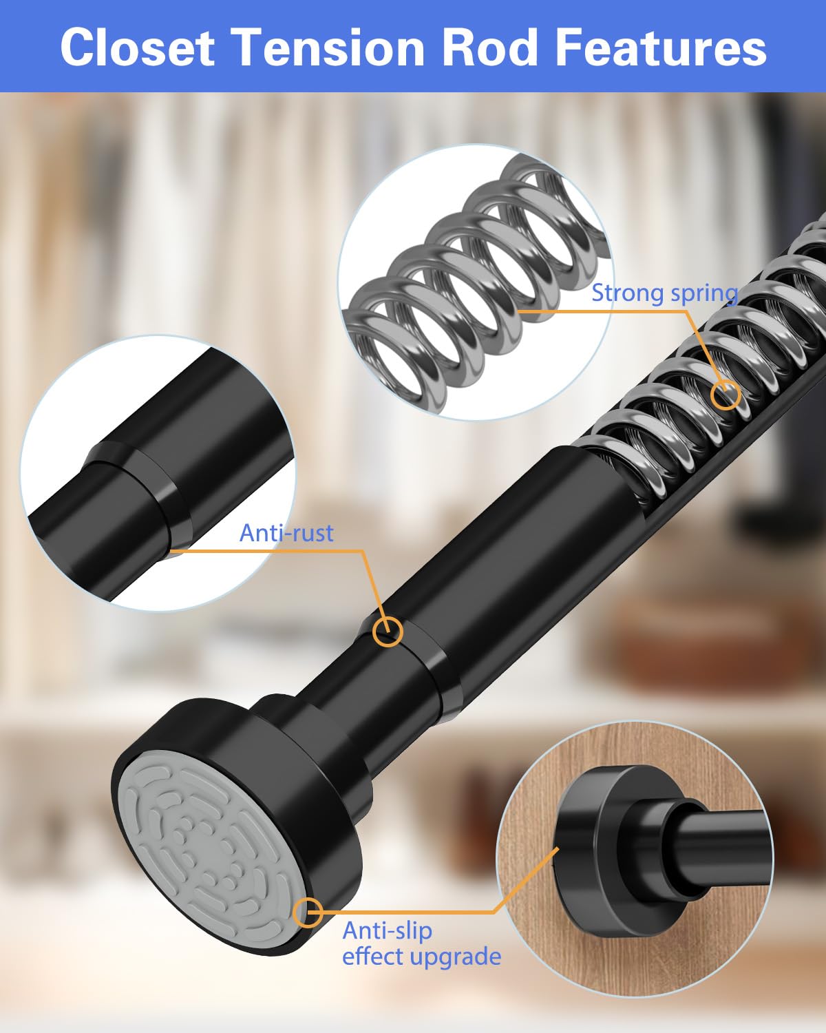 Supforce rod supporting heavy coats to show its strong 66 lb capacity benefit