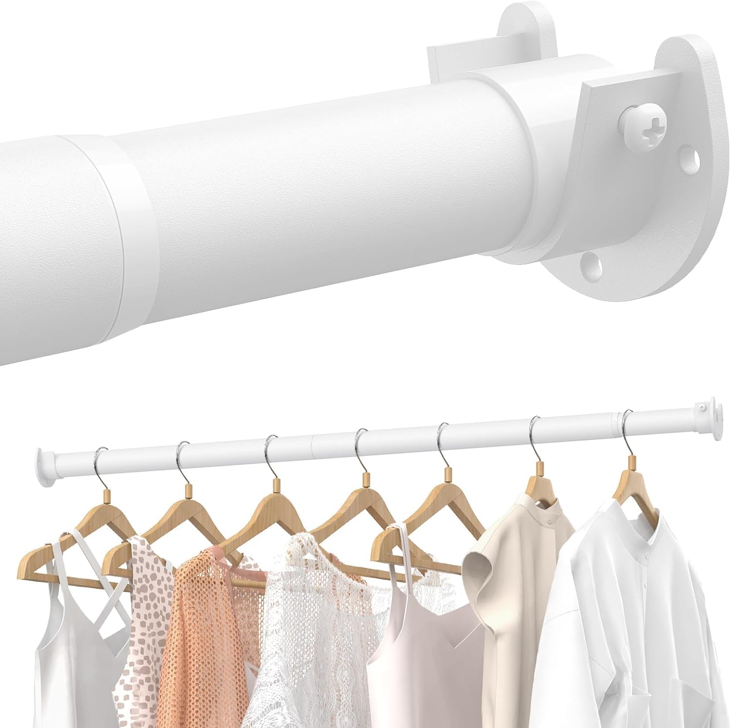 Supforce front view of packaged adjustable rod showing product and finish benefit