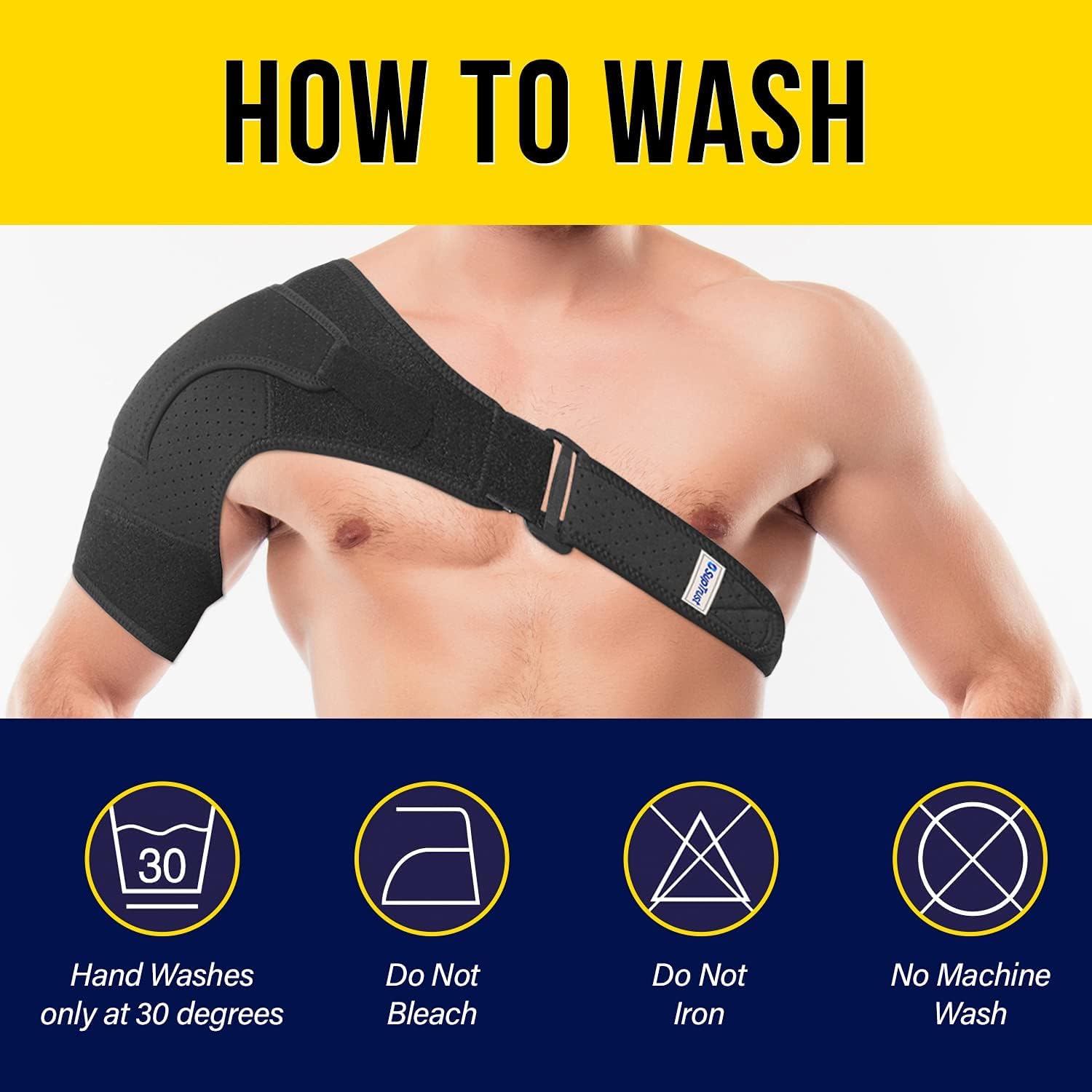 Suptrust brace worn on right shoulder demonstrating mobility support benefit