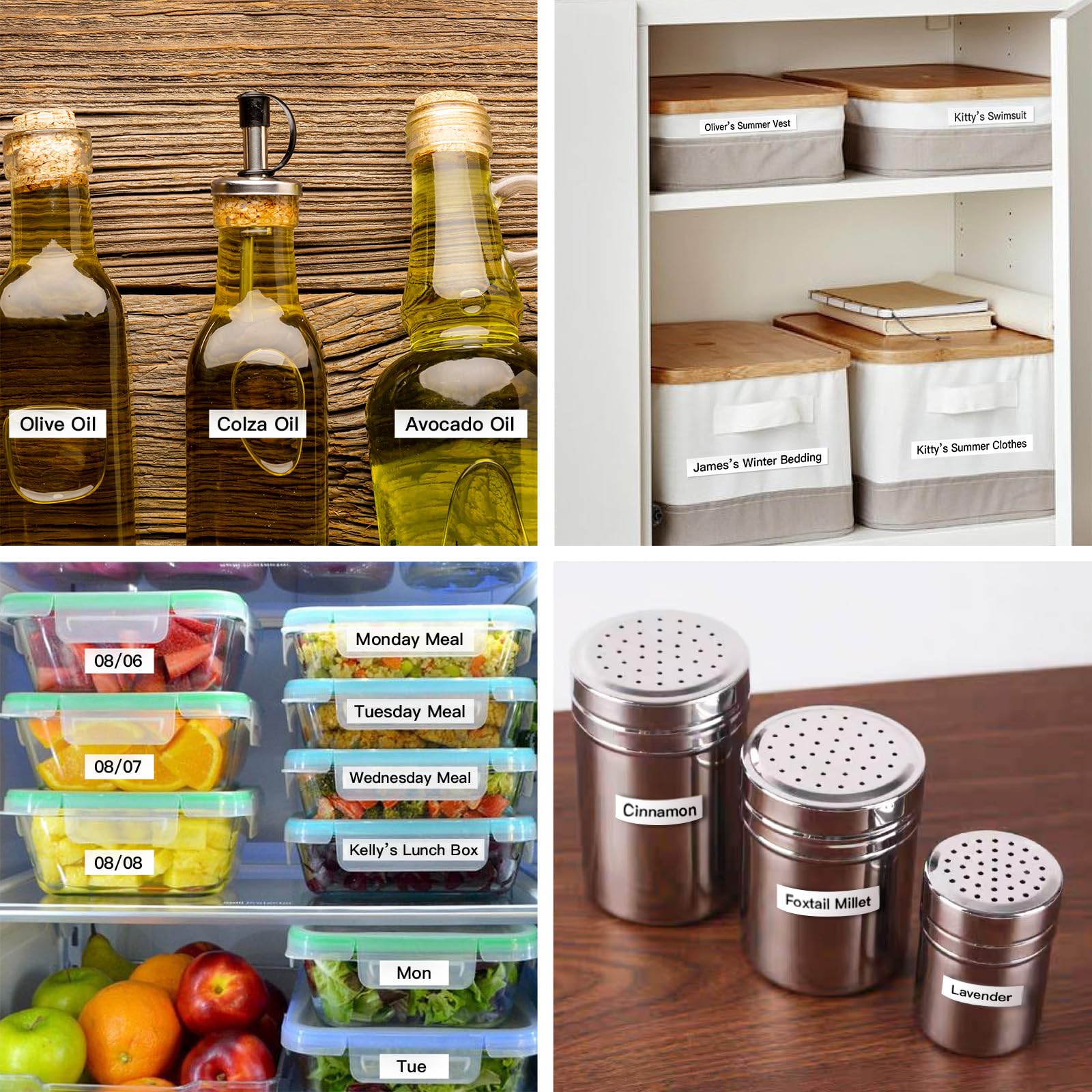 SUPVAN E10 label on spice jar, SUPVAN durable label resists spills and heat