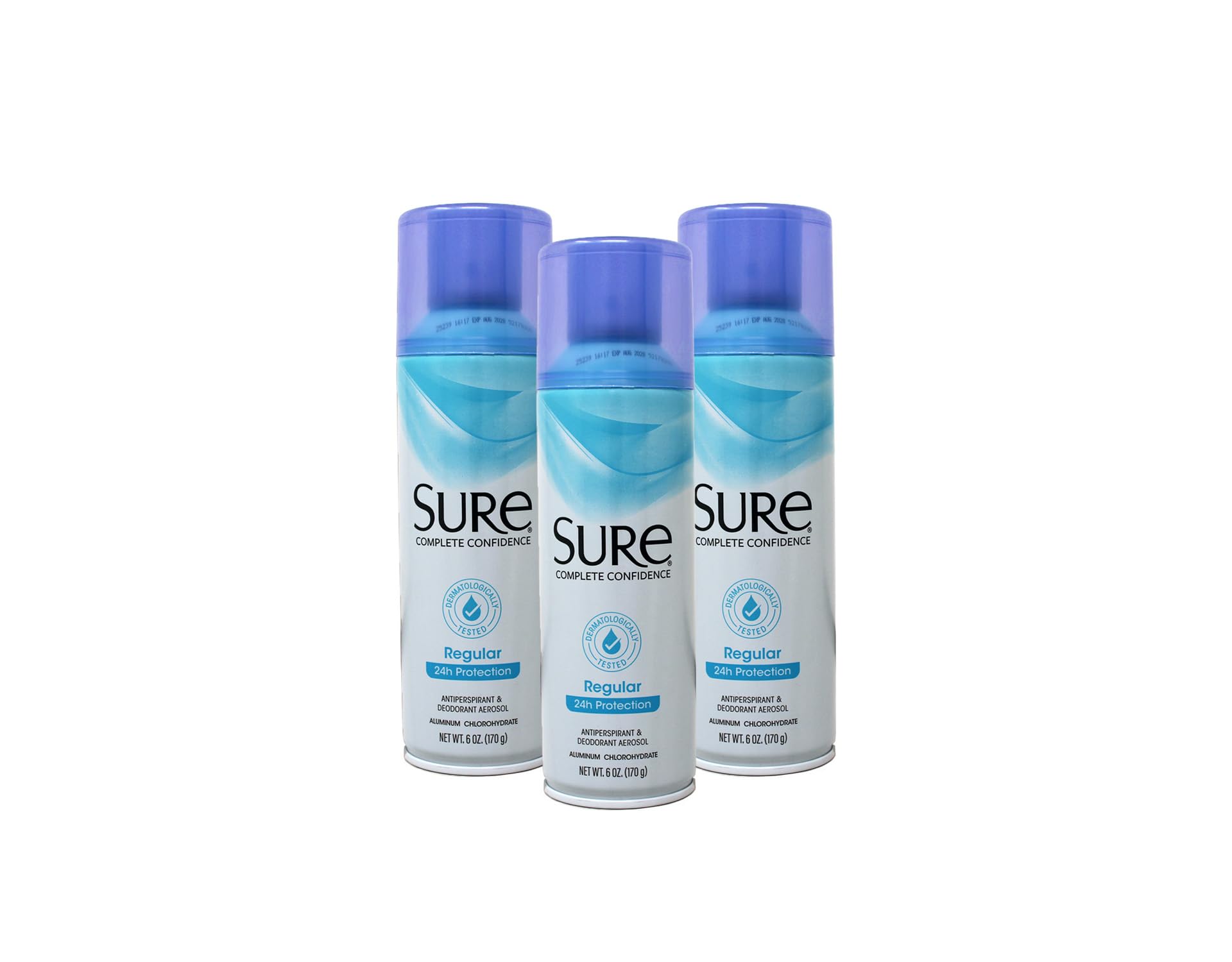 Sure aerosol front packaging showing product and benefit of all-day protection