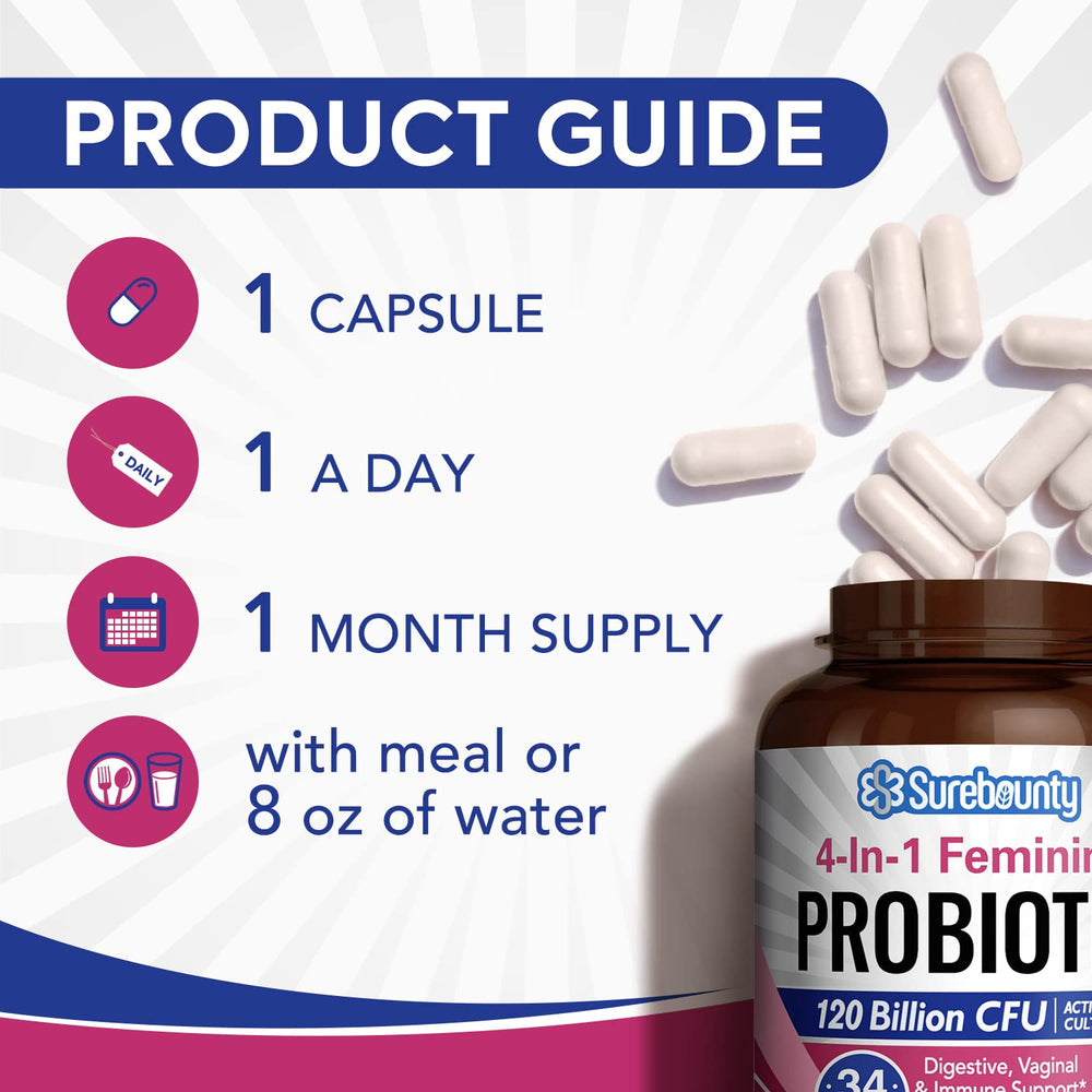 Surebounty capsule beside a meal to show digestive support use