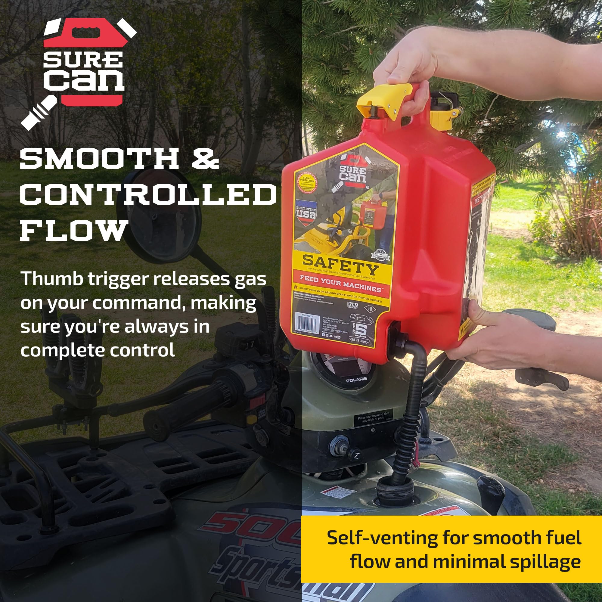 SureCan self-venting mechanism close-up ensuring steady flow without splashing