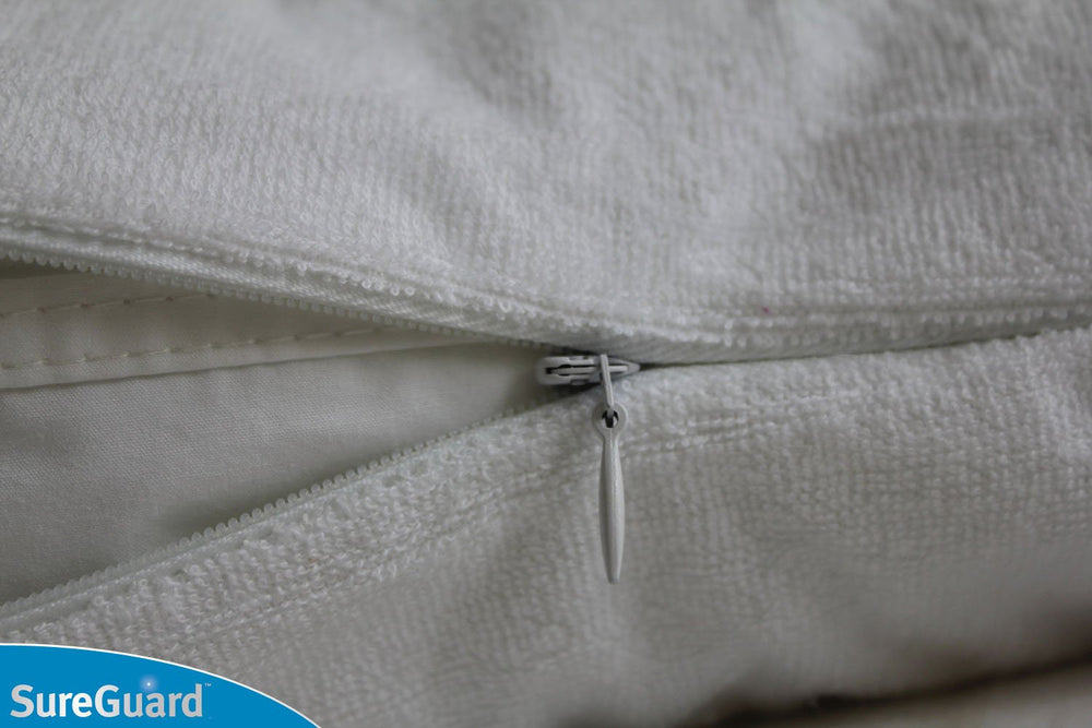 SureGuard protected pillow side profile showing maintained loft and support