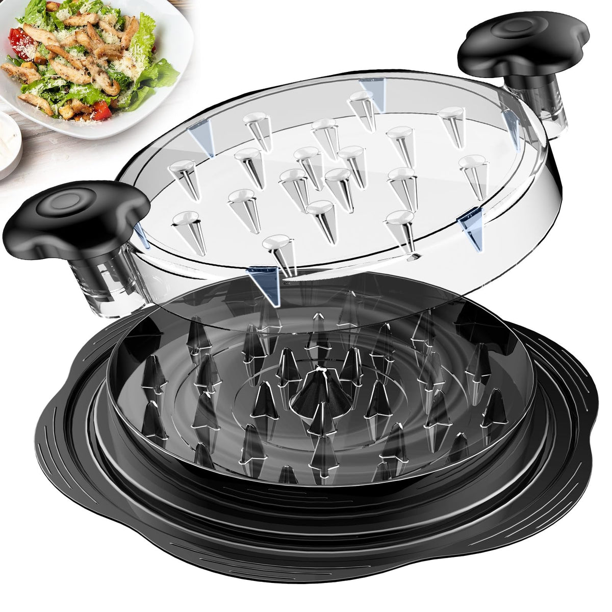 SURETIVIAN front view of black twist meat shredder showing compact design and stability