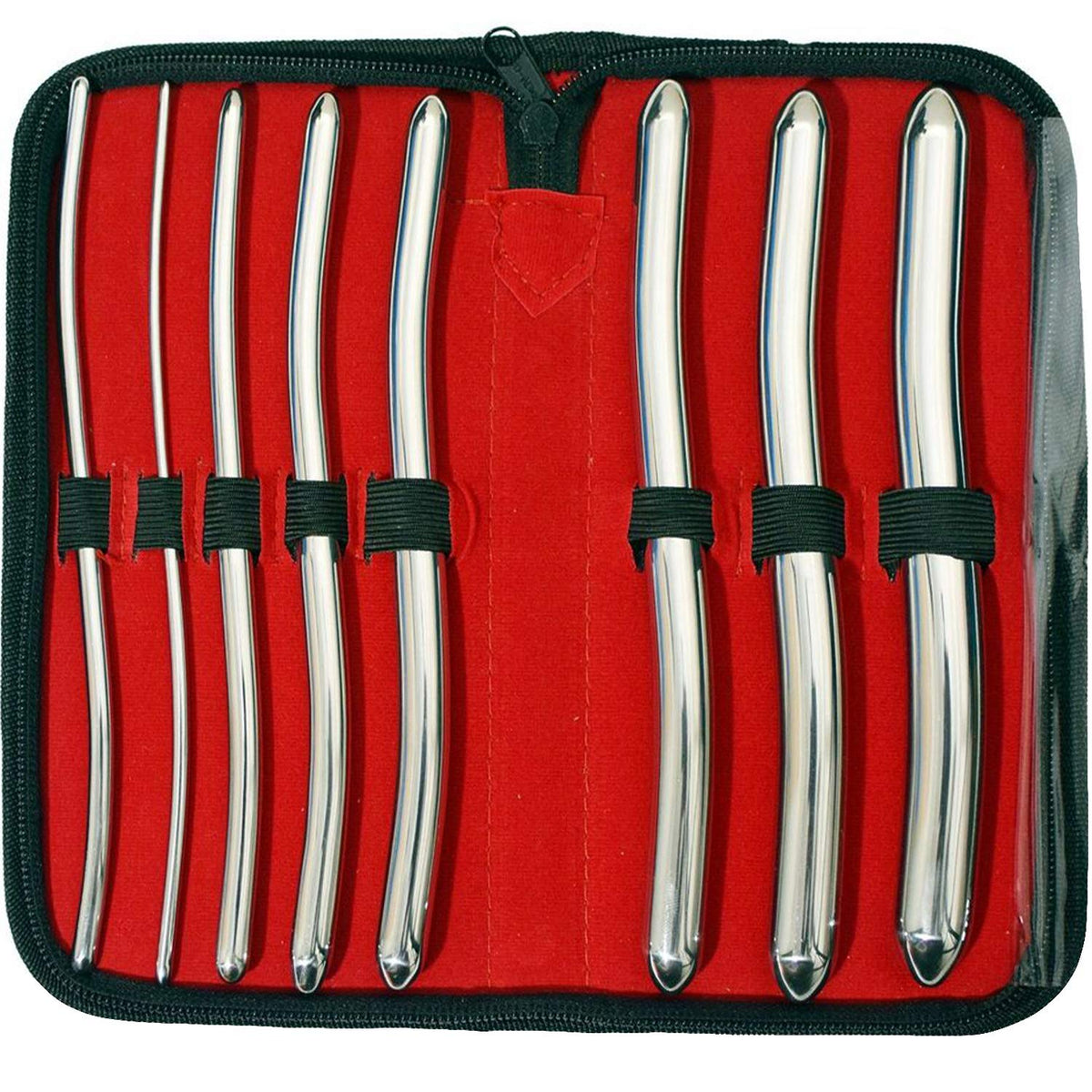 SURGICAL ONLINE front view of 8-piece Hegar set showing compact organization and easy selection