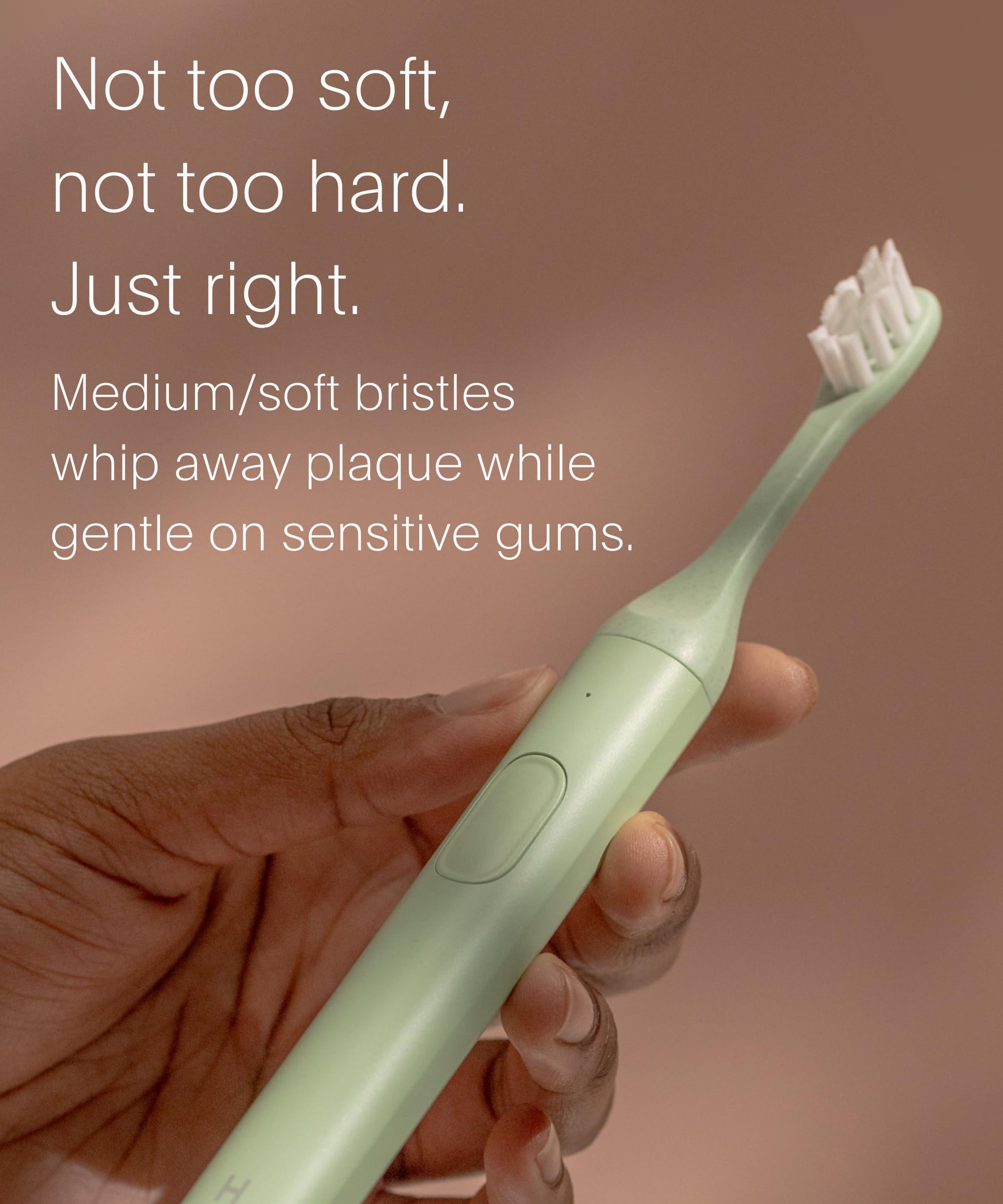 SURI close-up of bristles highlighting mixed-firmness design for better cleaning