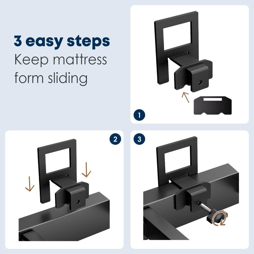 SUYAUU installed on metal bed frame corner increasing mattress stability