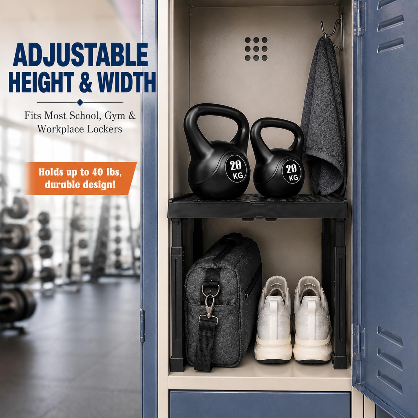 Svartur shelf with shoes for scale and clear space-saving benefit