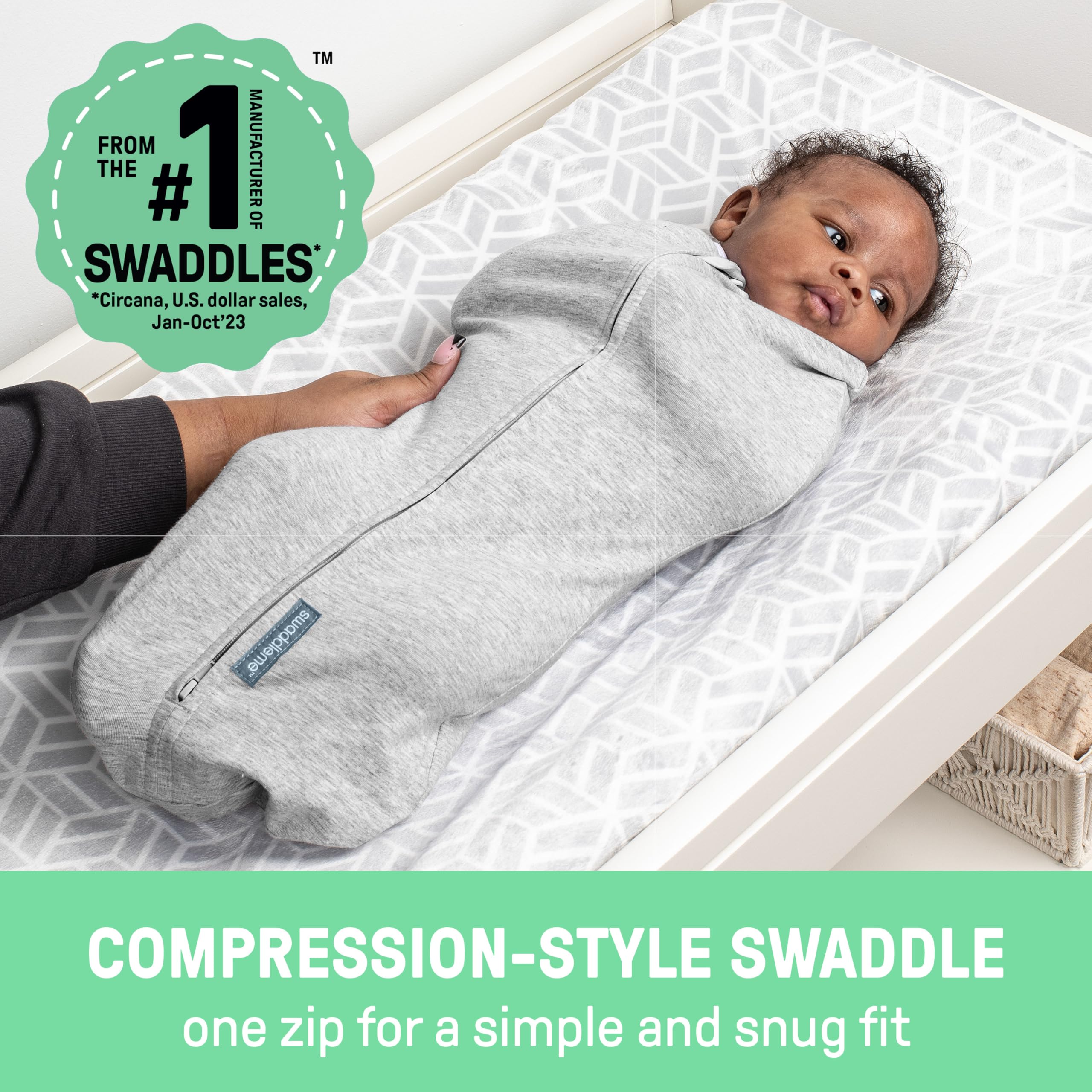 Close-up of Little Bees print on SwaddleMe Pod highlighting cute design and visual appeal