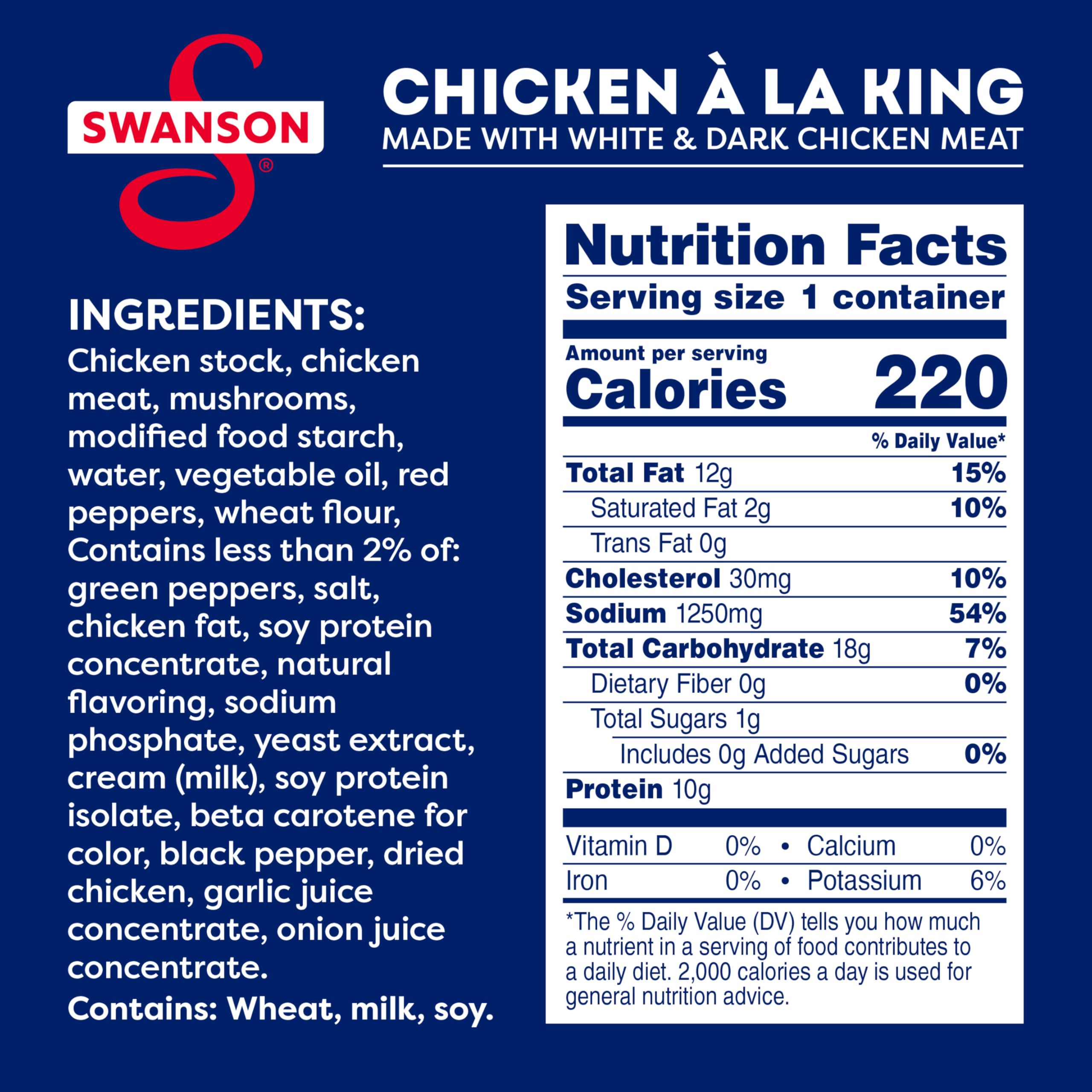 Swanson S open can close-up revealing chicken a la King ready to heat