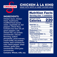 Swanson S open can close-up revealing chicken a la King ready to heat