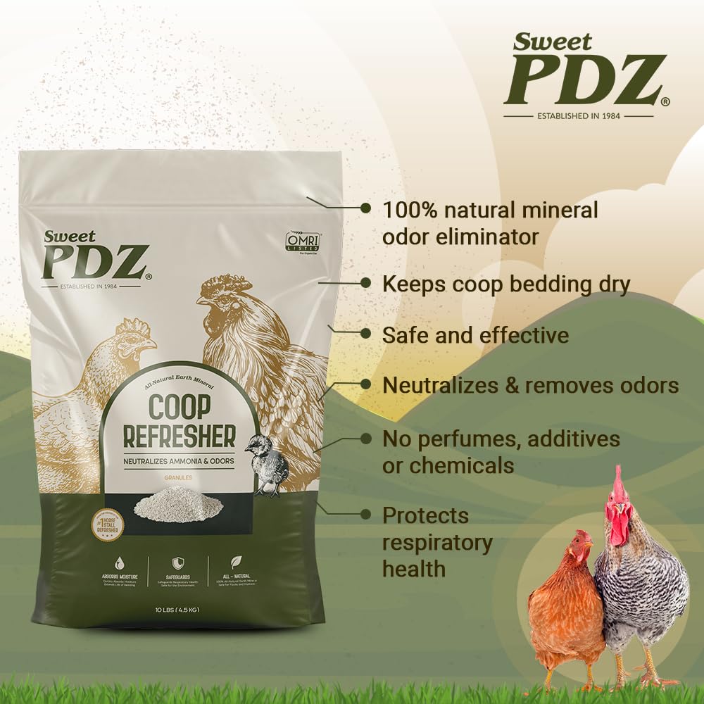 Bedding before and after Sweet PDZ application showing drier, cleaner bedding