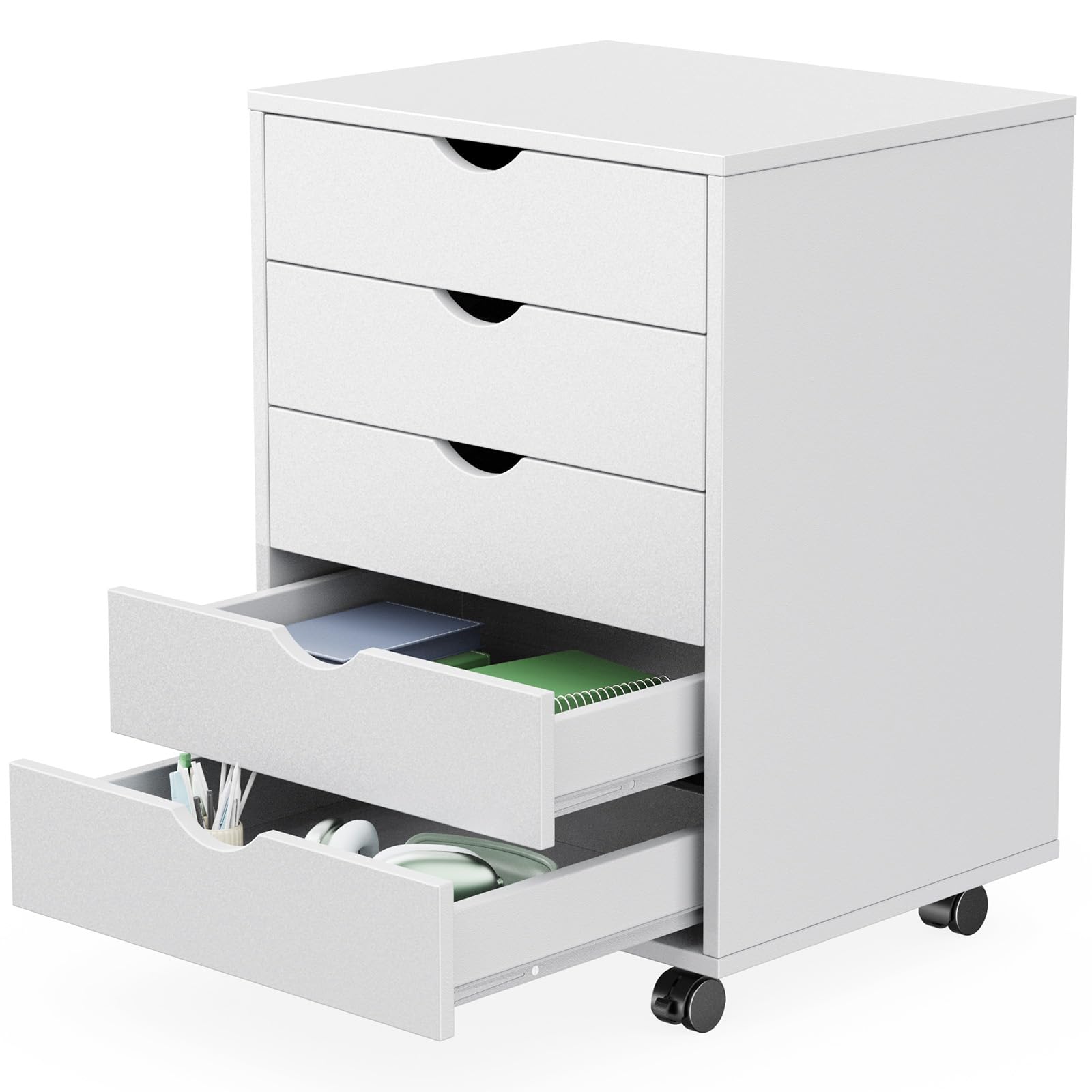 Sweetcrispy front view of five-drawer dresser showing clean design and storage benefit