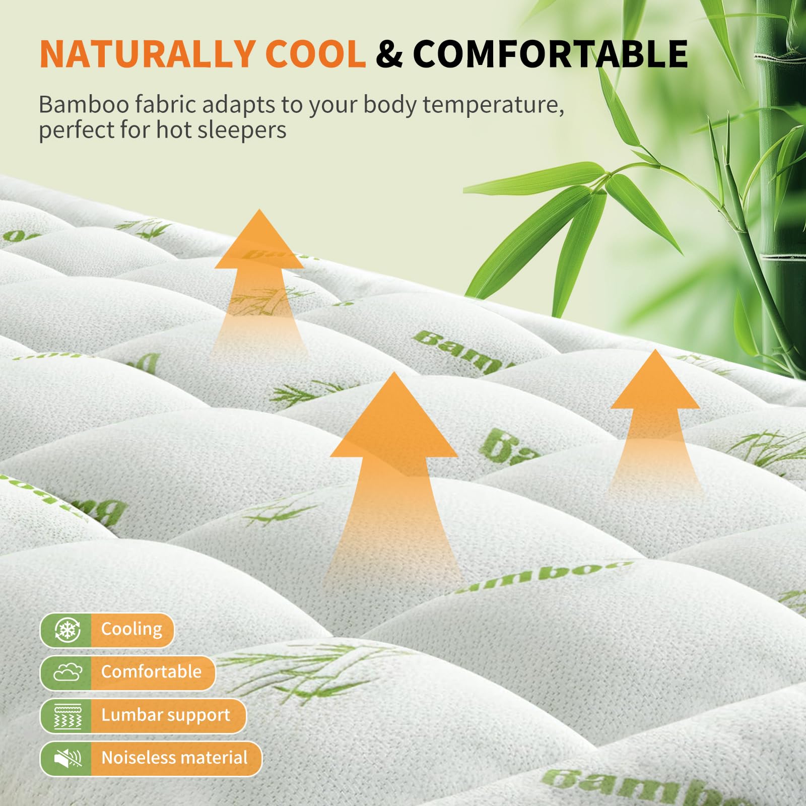 Sweetcrispy topper on mattress showing fit for up to 16 inch depth