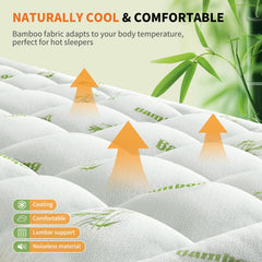 Sweetcrispy topper on mattress showing fit for up to 16 inch depth