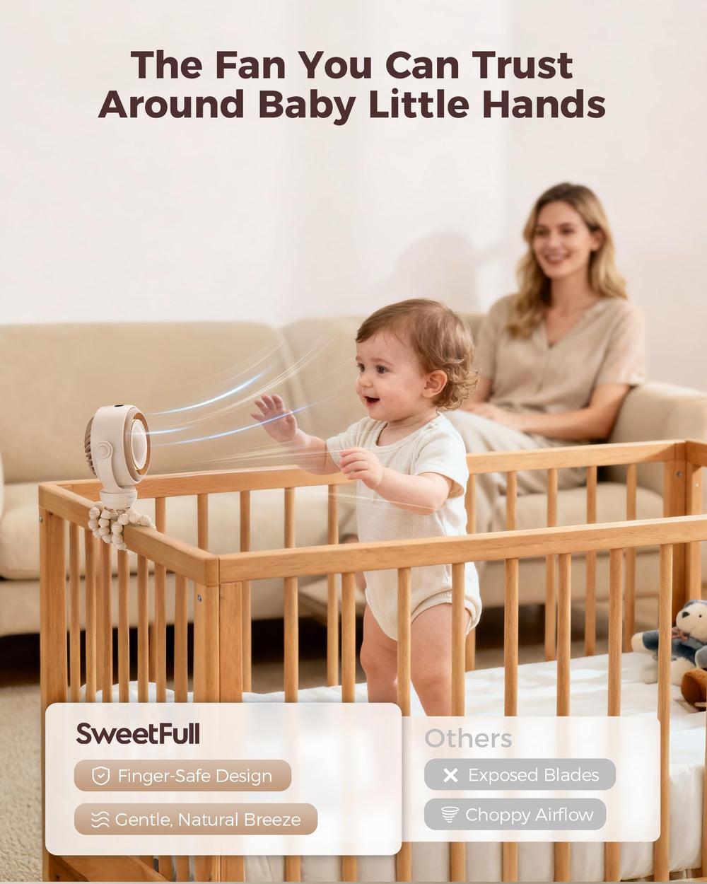 SWEETFULL close-up of clip detail with secure grip protecting stroller