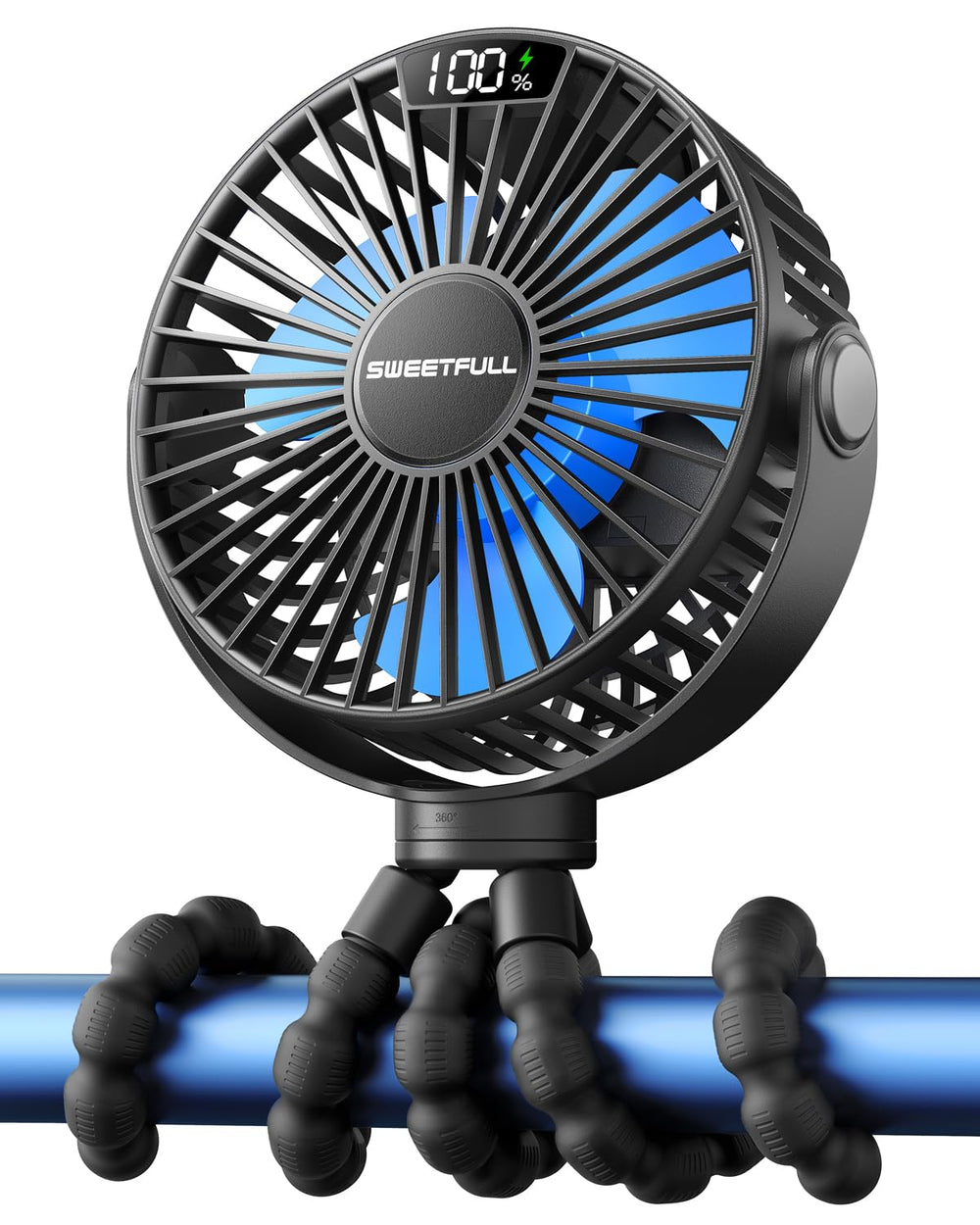 SWEETFULL front view showing fan body and LED display for effortless monitoring